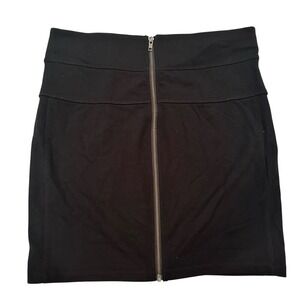 Democracy Ponte Knit Mini Skirt Women's XL Black‎ Exposed Zipper Y2K Goth Grunge